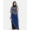 Roupas étnicas LY808 Classic Abaya Muslim Women's Dresses Polyester Grenadine Beach Ccape Lantejoulas Bordado One Piece