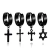 Dangle Chandelier 316L Edelstahl Kreuz Stern Fake Piercing Ohrringe Männer Punk Hypoallergen Nicht Piercing Clip On Hoop Für Wom Dhpty