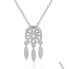 Earrings Necklace 30% 925 Sterling Sier Jewelry Sets Korean Dream Catchers Feather Pendant Stud Set For Women Ladies Fashion Drop D Dhnuv