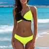 Costumi da bagno da donna Costume da bagno Bikini con spacco abbinato Colore senza maniche Sexy Donna 2023 Costumi da bagno