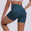 Yoga kläder kvinnor sport shorts pockets gymnelaggings hög midja yoga byxor sexiga tights träning benen andas naken känsla elastisk 230705