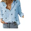2023 Bahar Sonbahar Avrupa Amerikalı Kadın Gömlekleri Hayvan Baskı Gündelik Gevşek Uzun Kollu Keten Gömlek Günlük Bluzlar