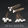 Headpieces 18PCS Pearl U-shaped Pin Metal Barrette Clip Hairpins Simulated Bridal Tiara Hair Accessories Wedding Hairstyle Design Tools