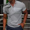 Men's Polos Summer Polo Shirt Striped T For Man Breathable Short Sleeve Casual Lapel Tops Tees Tshirt Fashion Bussiness Pullover