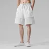 Shorts Masculino Cor Sólida Esportiva Solta Parágrafo Fino Casual Algodão Calça Cinco Pontos Verão Praia Confortável Combinação