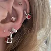 Boucles d'oreilles à tige Vintage mode cristal rouge petit carré unisexe Hip-hop Punk Banquet bijoux accessoires cadeau