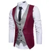 Gilets pour hommes Hommes Gilet formel Gilet Business Couleur unie Gilet à bouton unique Faux Twopieces V Neck Casual Slim chalecos para hombre 230705