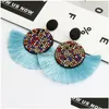 Dangle Chandelier Bohemian Luxury Crystal Fan-Shaped Drop Earrings For Women Exaggerated Large Geometric Tassel Pendant Dangler Ha Dhl9V