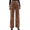 Women's Pants Capris Women Leather Pants High Waist Straight Slimming Side Pockets Solid Color Casual Party Fall Trousers Spring Autumn J230705
