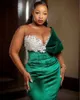 Dark Green 2023 Sheer Neck Velvet Evening Dresses Sexy Sleevelss Plus Size African Prom Gowns