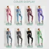 Yoga Outfits seamless female yoga workout clothes gym fitness long sleeve crop top high waist leggings sports bra 230705