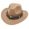 Parent-child Western Cowboy Hat for Men Women Children Jazz Cowgirl with Tassel Wide Brim Cloche Church Sombrero Hombre Caps