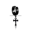 Dangle Chandelier 316L Edelstahl Kreuz Stern Fake Piercing Ohrringe Männer Punk Hypoallergen Nicht Piercing Clip On Hoop Für Wom Dhpty