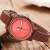 Montres-bracelets Mode Simple Conception Bois Montres Femmes Quartz Casual En Bois Couleur Bracelet En Cuir Femme Montre