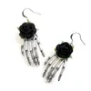 Boucles d'Oreilles Pendantes Squelette Main Rose Rouge Gothique Fait Main Halloween Vintage Bijoux Femme Cadeau