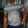 Men's Polos Fashion Lapel Polo Shirt Graphic Print Geometry Turndown Neck Short Sleeve Outdoor Men T-shirts Apparel Sports Streetwear