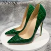 Dress Shoes Tikicup Green odile Effect Women's Pointed Toe High Heels 8cm 10cm 12cm Customized Women's Sexy Thin High Heel Pump Club Party Shoes Z230712