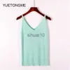 DIY Tankar Camis M 2XL Sexig V-ringad Ärmlös väst T-shirt Sexig stickad topp Tank dam Sommar Damer Slim Strap Korta toppar Roupas Femininas J230706