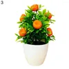 Decorative Flowers Attractive Fake Potted Plants Scentless Mini Orange Pomegranate Tree Plastic Simulated Bonsai Table Top Ornaments