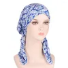 Abbigliamento etnico Berretto chemio pre-legato Hijab interno musulmano Turbanti per donna Stampa Cappello Cofano Perdita di capelli Avvolgere Foulard Musulman Femme Foulard