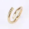 Designer anel anéis de unhas para homens jóias mulher 18k banhado a ouro prata aço diamante anel trevo designers tamanho 5-11 twrn