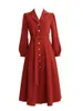 Robes décontractées 2023 robe rouge à manches longues tempérament haut de gamme sens français vêtements pour femmes automne et hiver