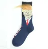 Женщины мужчины Трампа носки желтые волосы Смешные мультфильмы спортивные чулки хип -хоп носки