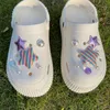 Akcesoria do części butów Rainbow Stripe Stars Shoes Charms Pack Vintage Romantic Purple Starry Sky Perły Drewniaki Y2K Akcesoria Ozdoby do butów Biżuteria 230705