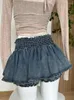 Skirts Women Denim Blue Jean Shorts 2023 Summer Bow Girls Mini A-line Skirt Streetwear Sexy Y2k Irregular Kawaii Coquette