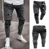 EBAIHUI męskie zgrywanie obcisłe proste dżinsy elastyczny Denim dżinsy dla motocyklistów długie stylowe spodnie Slim Fit niebieski Jean cały L6382928