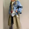 Men's Jackets Spring And Autumn Designer Destroyed Denim Stitching Army Green Wind Coat Women's Same Personality Trend