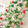 Dekorative Blumen aus Seide, künstliche Rosen, gefälschte Efeu-Blumenrebe, grüne Girlande, Zuhause, Hochzeit, Gartendekoration, hängende Wand, Rattan