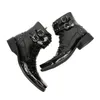 أحذية كاحل أسود من الجلد الأسود البريطاني لأحذية الكاحل الفولاذية المربعة