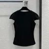 Camisetas femininas QR50329 Fashion Tops Tees Runway Luxo Design europeu Estampa curta Estilo de festa T-shirts Vestuário