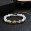 Charm Bracelets White Gold Colour Flower Zirconia Bracelet Fashion Jewellery Accessories Europe And The United States Luxury Christmas Gifts