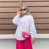 Etnische Kleding 2023 Lente Herfst Lange Mouw Effen Kleur Top T-shirt Blouses Moslim Mode Shirt Jong Meisje Stijl Islamitisch Voor Vrouwen