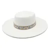 Cappello fedora in feltro di lana da uomo stile britannico da donna 9,5 cm Cappello da baseball piatto a tesa larga Jazz Church Cap Ladies Elegant Dress Hats