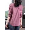 Dames Blouses Herfst Winter Puur Katoen Vintage Plaid Casual Shirt Lady Lange mouw Oversized Pullover Blouse Femme Losse All-match Blusa