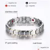 Bangle 316L Stainless Steel Health Energy Bracelet Men S Titanium Bio Magnetic Therapy Power Womens For Couple Fashion Jewelry Drop Dhoma