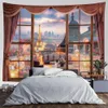 Tapisseries Dôme Caméras SepYue Fenêtre Mur Tapisserie Tenture Hippie Chambre Décoration Décor À La Maison Chambre Nuit Vue Rideau Fond Couverture Valance R230714