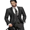 Abito uomo intero Carbone One Button Smoking dello sposo per uomo Abiti Groomsman Giacca Pantaloni Gilet Smoking da sposa Matrimonio Su280H