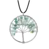 Hänge Halsband 7 Chakra Tree of Life Healing Naturlig Kristall Grus Sten Charm Läder Vax Rep Kedja För Kvinnor Mode Smycken Dho4U