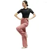 Macacão de dança latina de meia manga para verão com roupas de palco sexy Cha Samba Rumba Pratice Dancewear Traje de dança FLHY0316