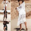 Dambadkläder Snygg sommar Beach Cover Up Genomskinlig spets Beachwear Damklänning Andas