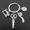 Sewing Machine Keychain Scissors Tape Measure Button Keyring Tailored Keychain Friend's Fashion Gift