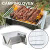 Parrillas para barbacoa Estufa de carbón de acero inoxidable Picnic al aire libre Equipo de camping plegable portátil Suministros de cocina con bolsa de almacenamiento 230706