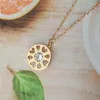 Pendant Necklaces Trendy Gold Color Plating Round Filigree Zircon In Center Layered Necklace For Women Girl Classic Office Lady Modern