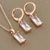 Collana Orecchini Set Trend 585 Rose Gold Color Drop Stes Per le donne Fashion Geometry Natural Zircon Daily Jewelry