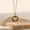 Pendant Necklaces Youthway Vintage Circle Devil's Eye Double Sided Embossed Necklace Turkey Waterproof Trendy Jewelry Women