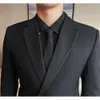 Erkekler Blazers Erkek Blazer Metal Toka Dekorasyon Çentik Kavur Erkekler Ceket İngiliz Tarzı Moda İş Düğün Partisi Slim Coat 2023 230705